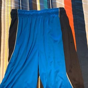 Black gray and blue gym shorts